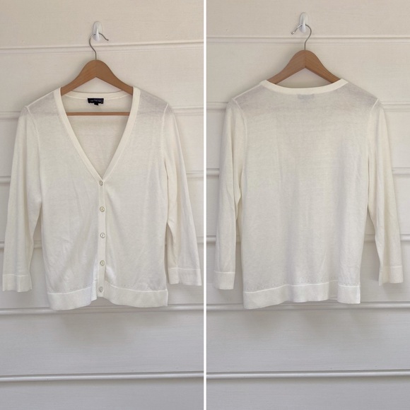 The Limited Sweaters - The limited basic white button front cardigan M